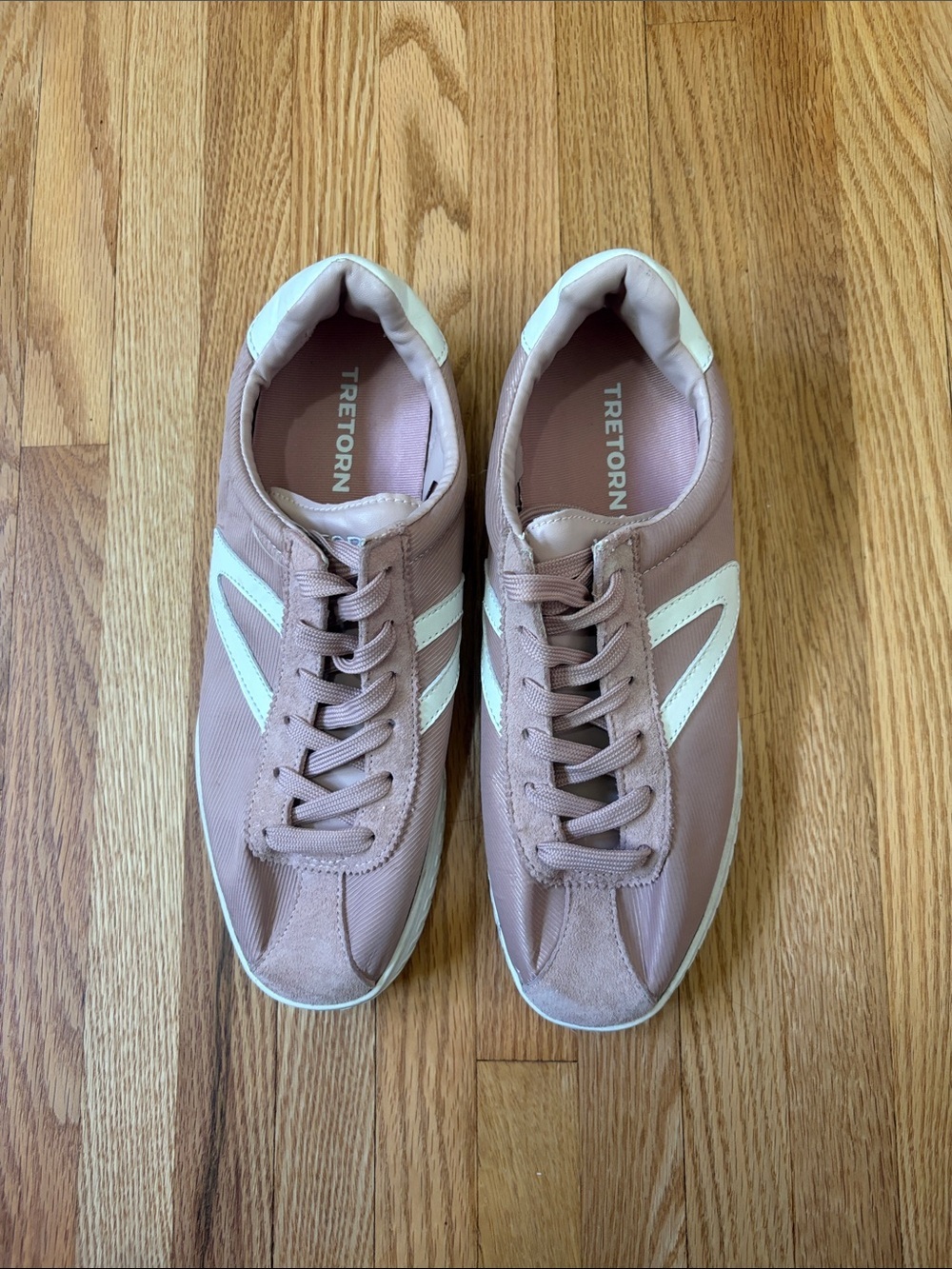 Tretorn Blush Pink and Cream Classic Low-Tops - Picture 2 of 10
